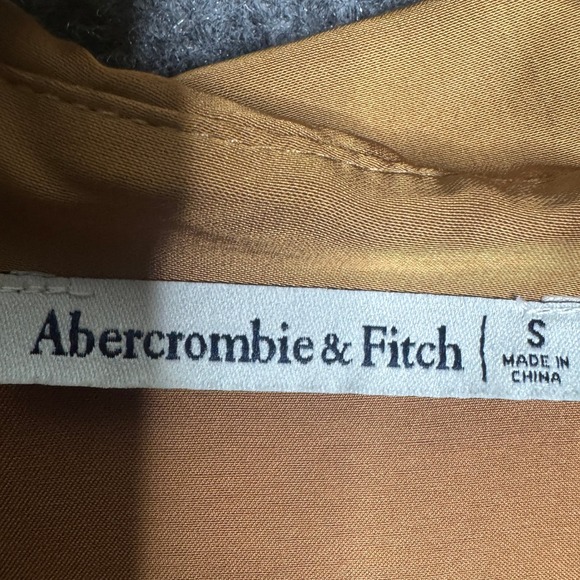 Abercrombie Fitch Dress Women S Bronze Satin Button Front Mini Shirt Dress Party - Picture 4 of 11
